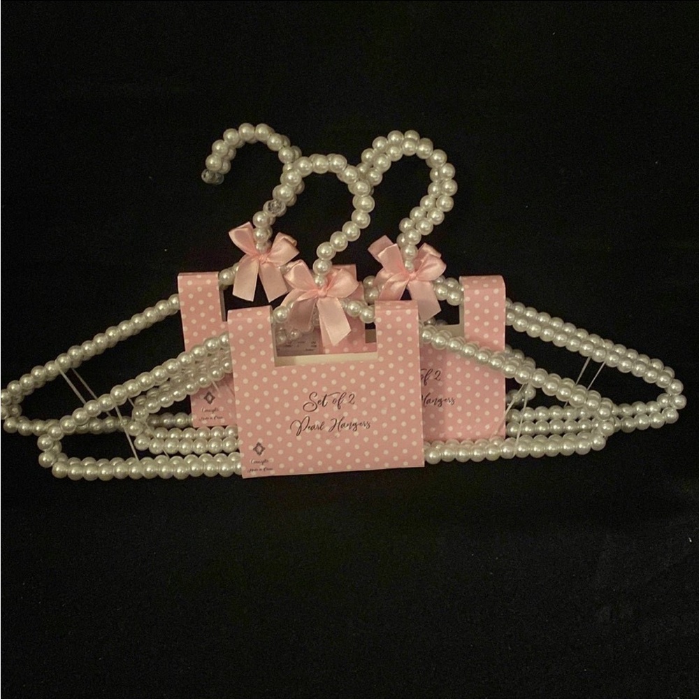 Pearl Beaded Hangers with Pink Bows